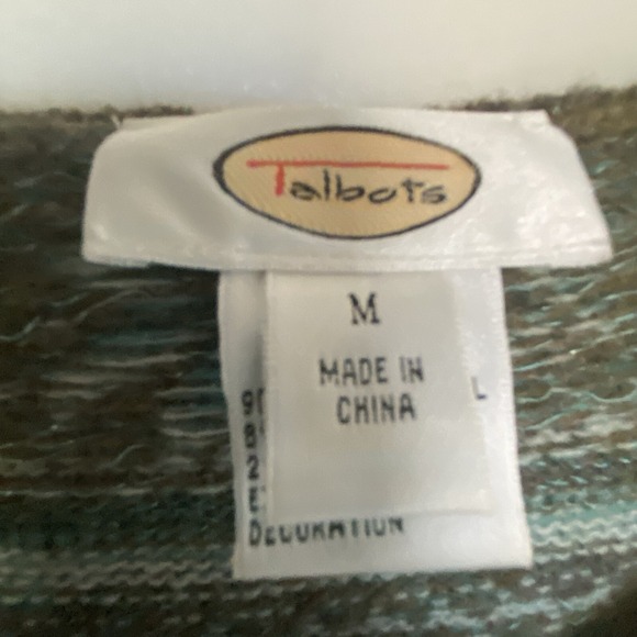 Talbots Cardigan Sweater Womens Medium 100% Lambswool Embroidered Fairisle - Picture 2 of 6